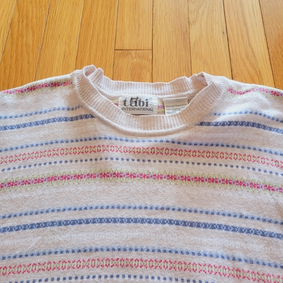 5/$20 Vintage 90s Tabi Nordic stripe patterned sweater tee shirt medium - Picture 3 of 5